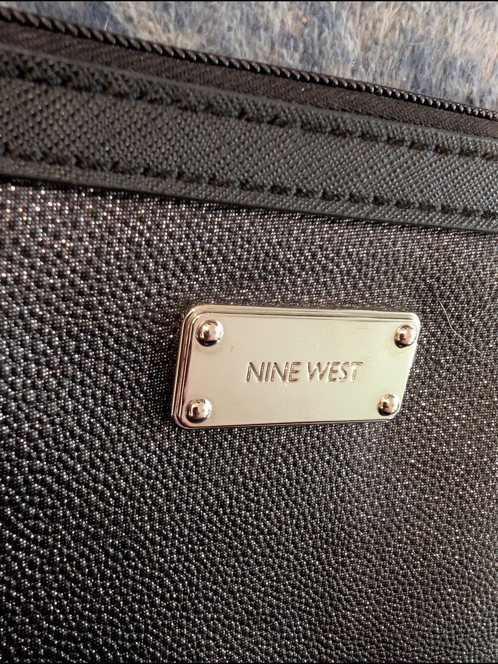 Nine West Black Textured Wristlet with Logo Plaque - Picture 7 of 9